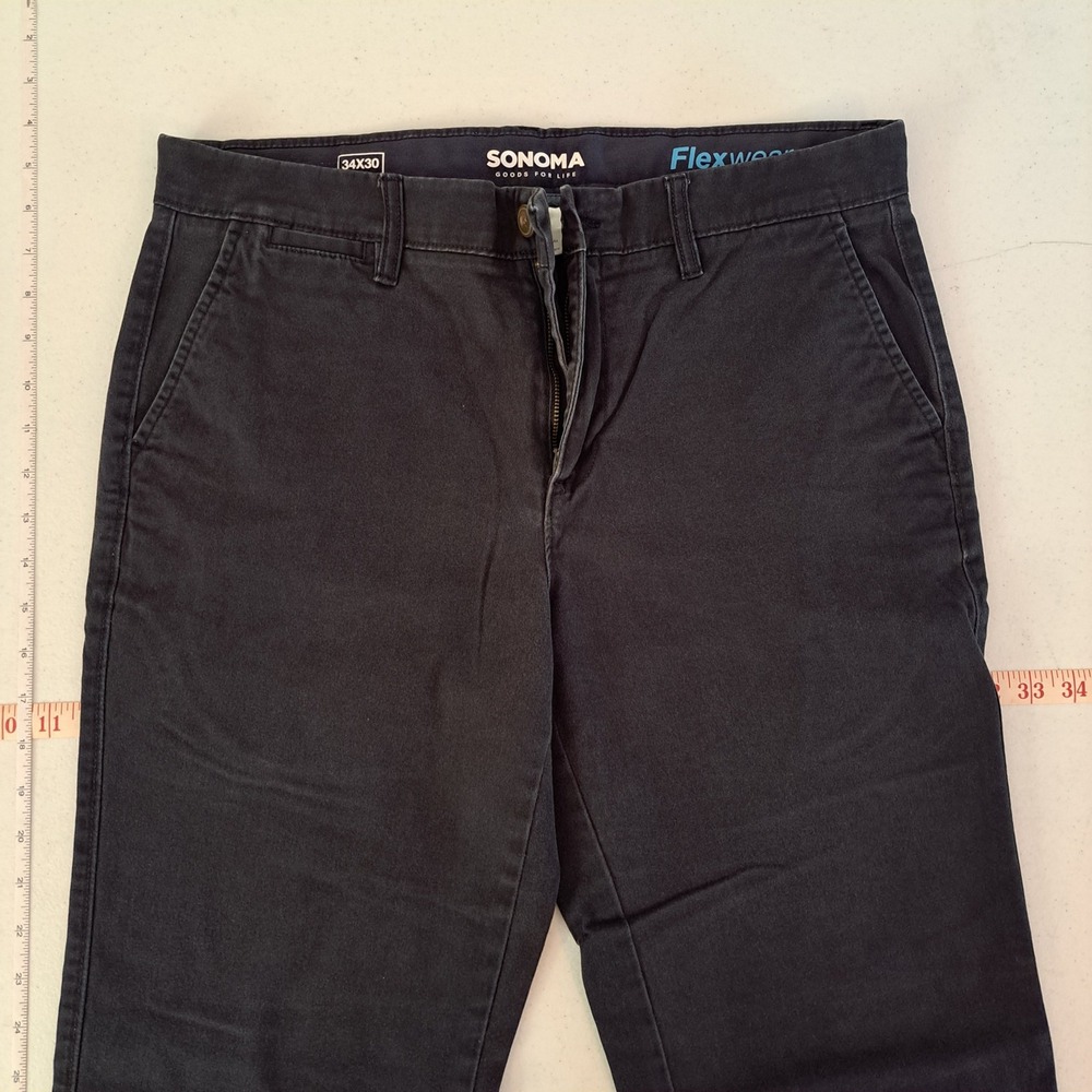 Sonoma Chino Pants 34x30 Black Flexwear Stretch Twill 1108-100-B4